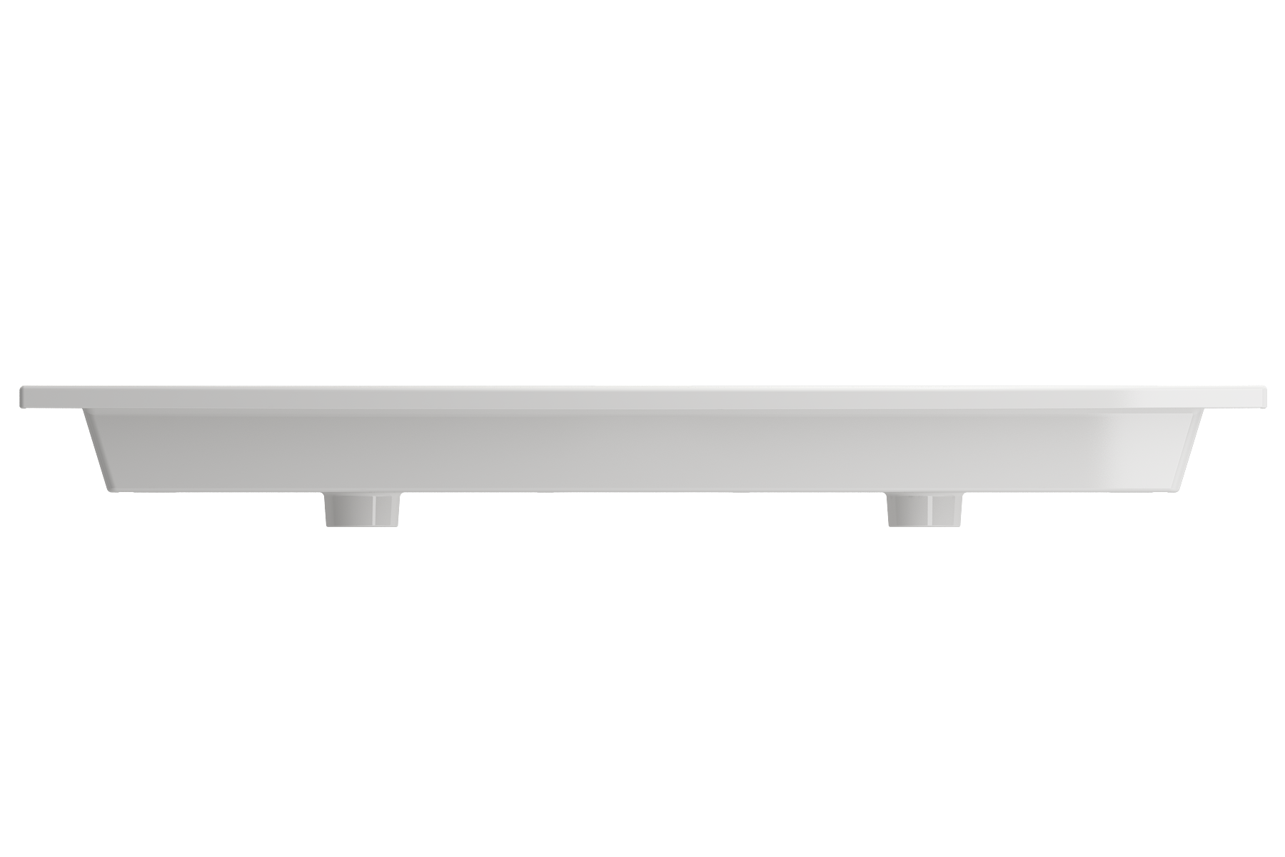 Ravenna Wall-Mounted Sink Fireclay 48 in. Double Bowl for Two 1-Hole Faucets with Overflows 1111
