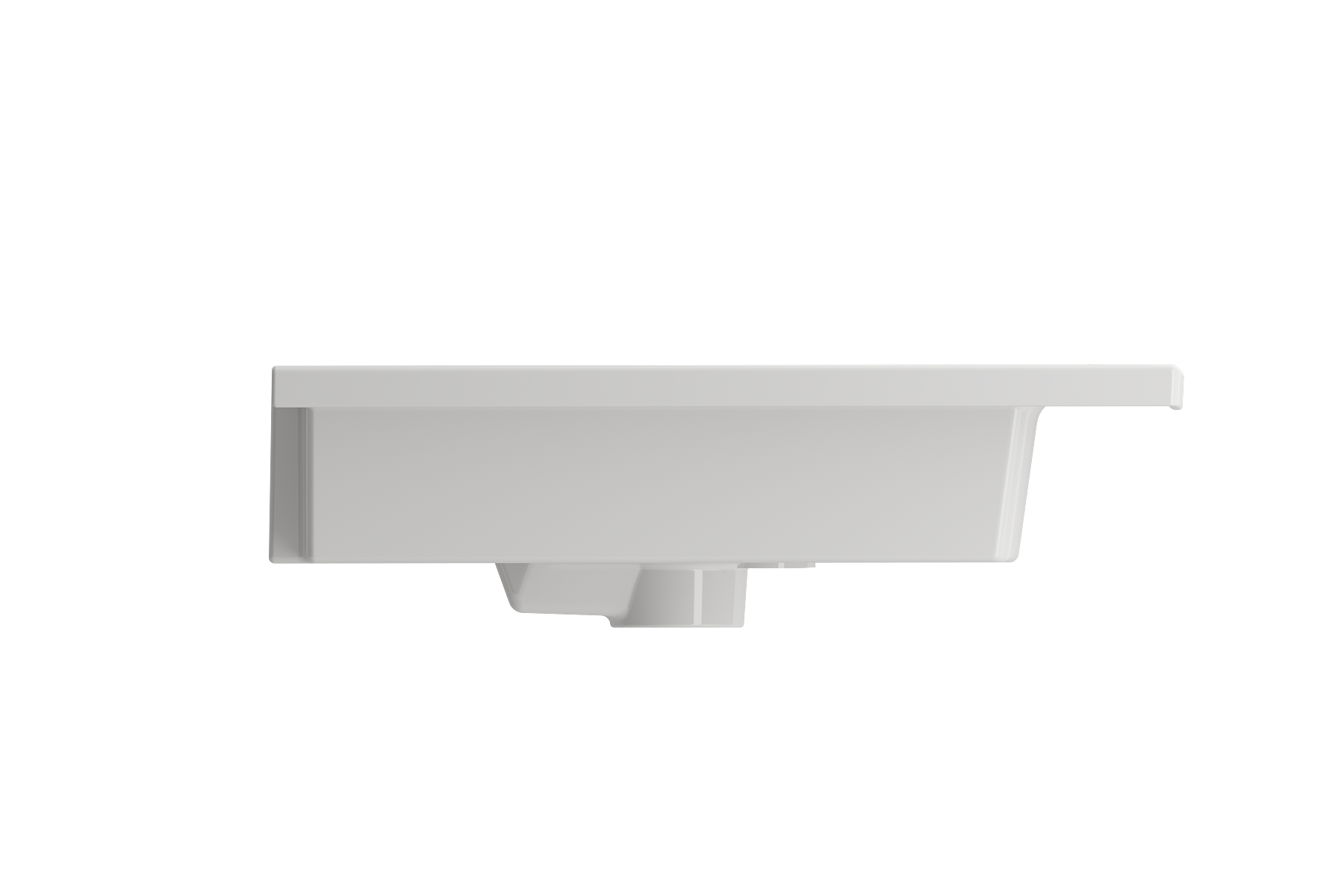 Ravenna Wall-Mounted Sink Fireclay 48 in. Double Bowl for Two 1-Hole Faucets with Overflows 1111