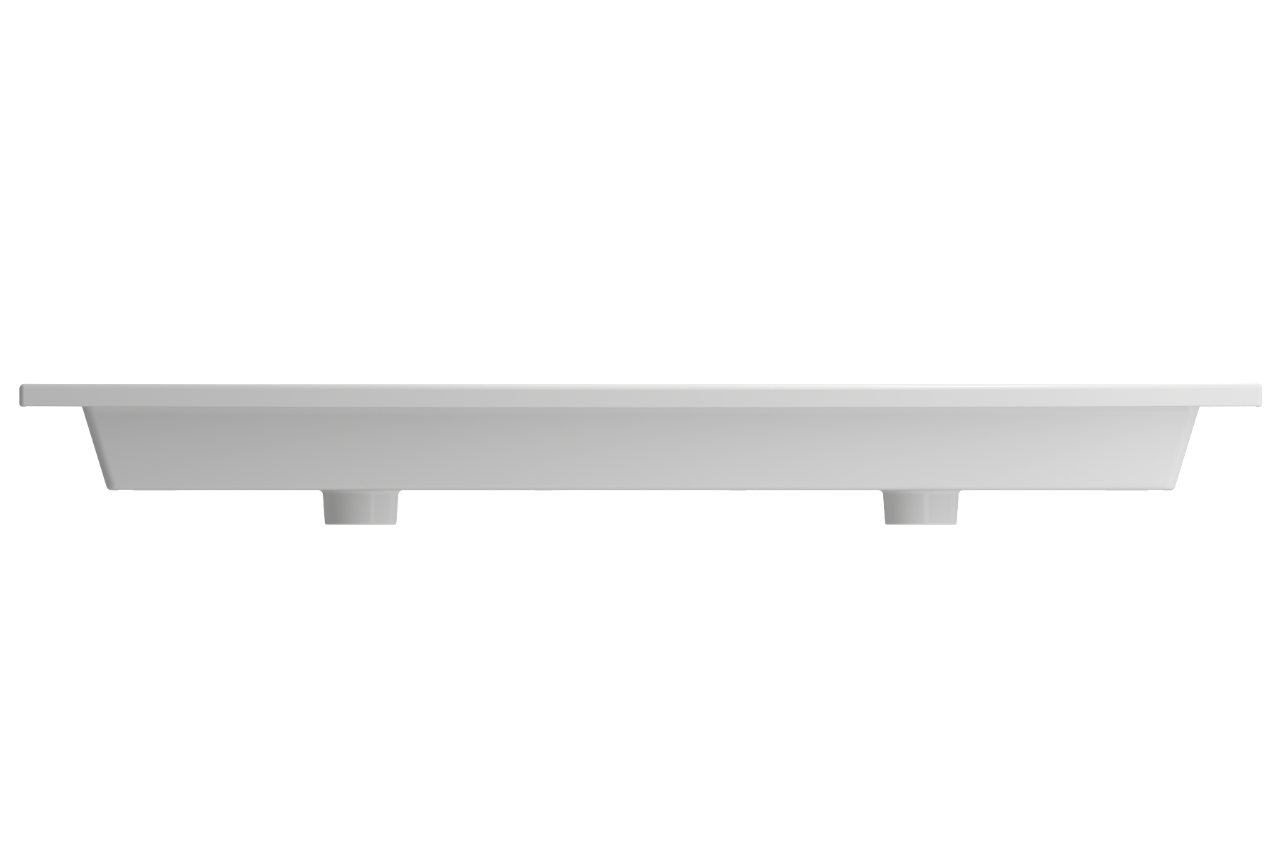 Ravenna Wall-Mounted Sink Fireclay 48 in. Double Bowl for Two 1-Hole Faucets with Overflows 1111