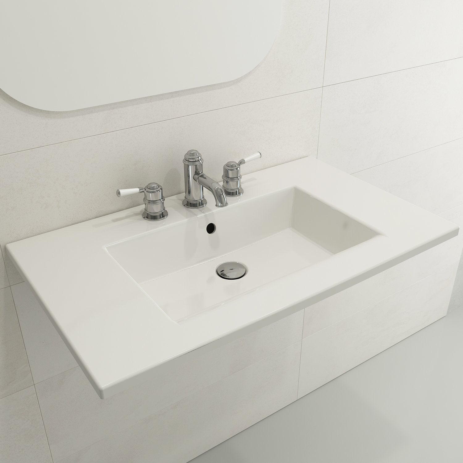 Ravenna Wall-Mounted Sink Fireclay 32.25 in. 1-Hole with Overflow 1113