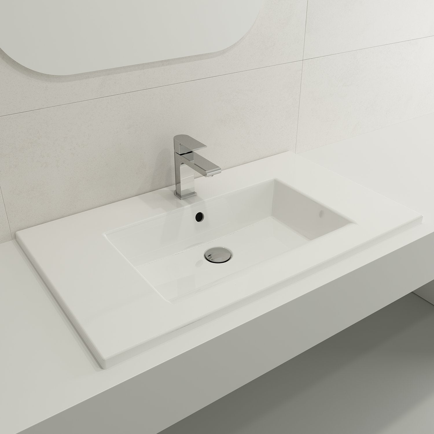 Ravenna Wall-Mounted Sink Fireclay 32.25 in. 1-Hole with Overflow 1113