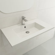 Ravenna Wall-Mounted Sink Fireclay 32.25 in. 3-Hole with Overflow 1113