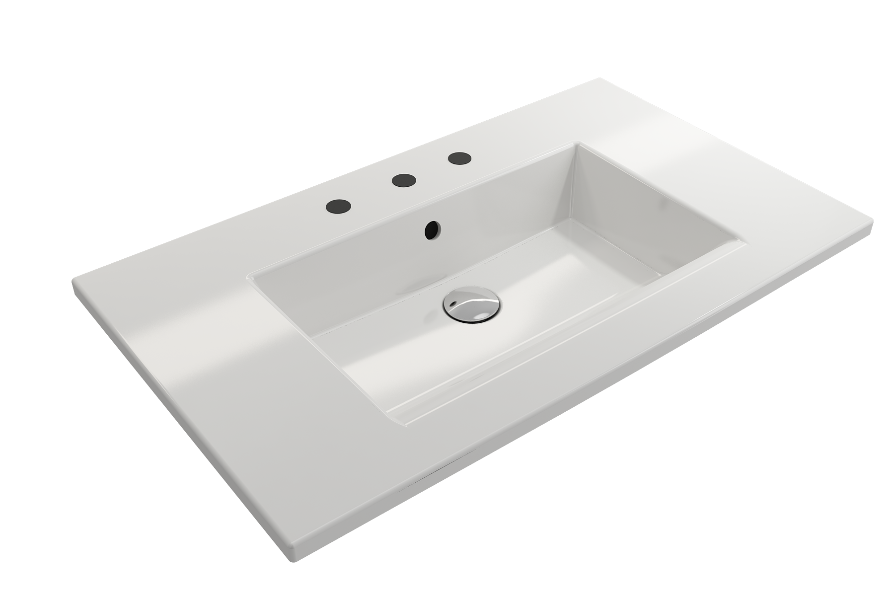 Ravenna Wall-Mounted Sink Fireclay 32.25 in. 3-Hole with Overflow 1113