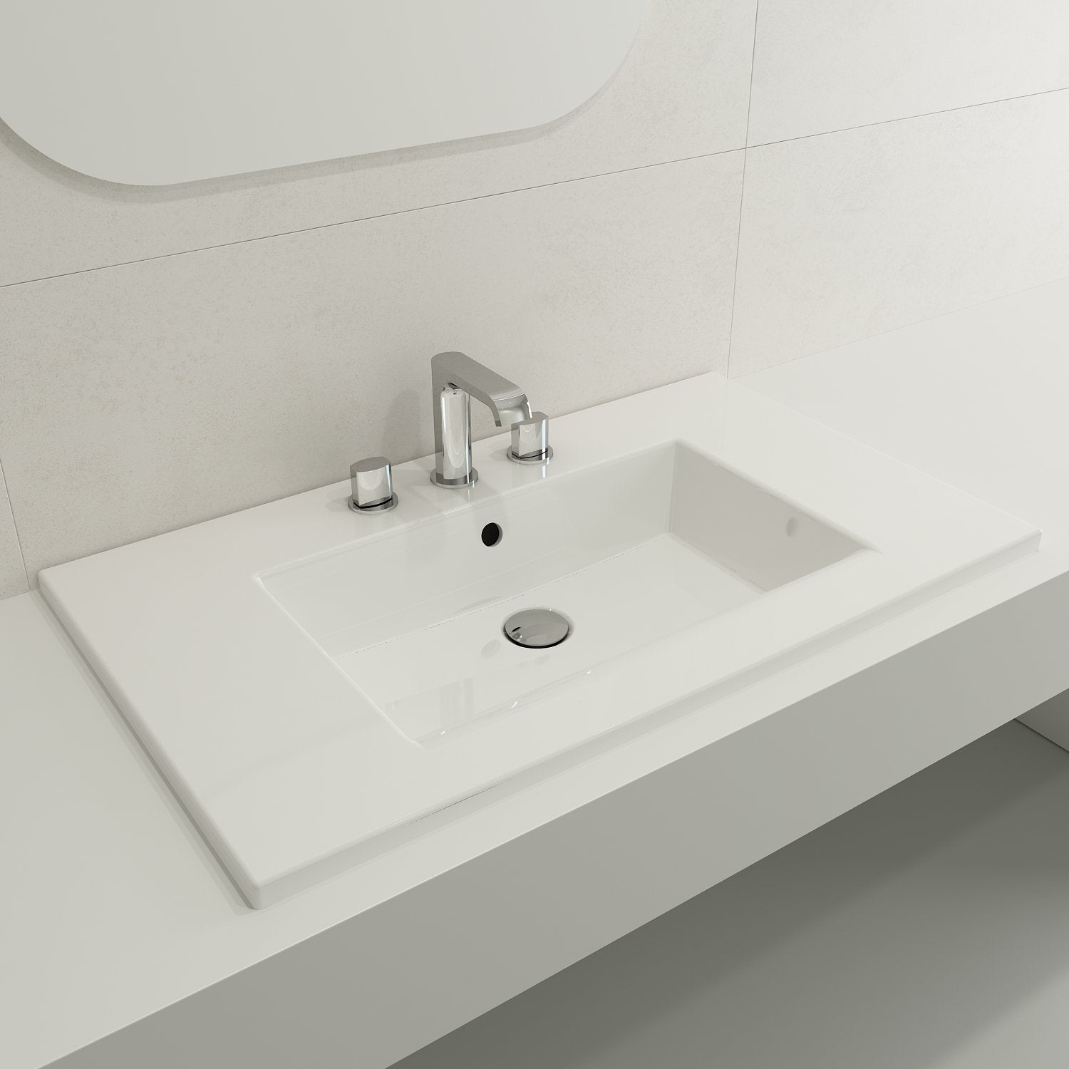 Ravenna Wall-Mounted Sink Fireclay 32.25 in. 3-Hole with Overflow 1113