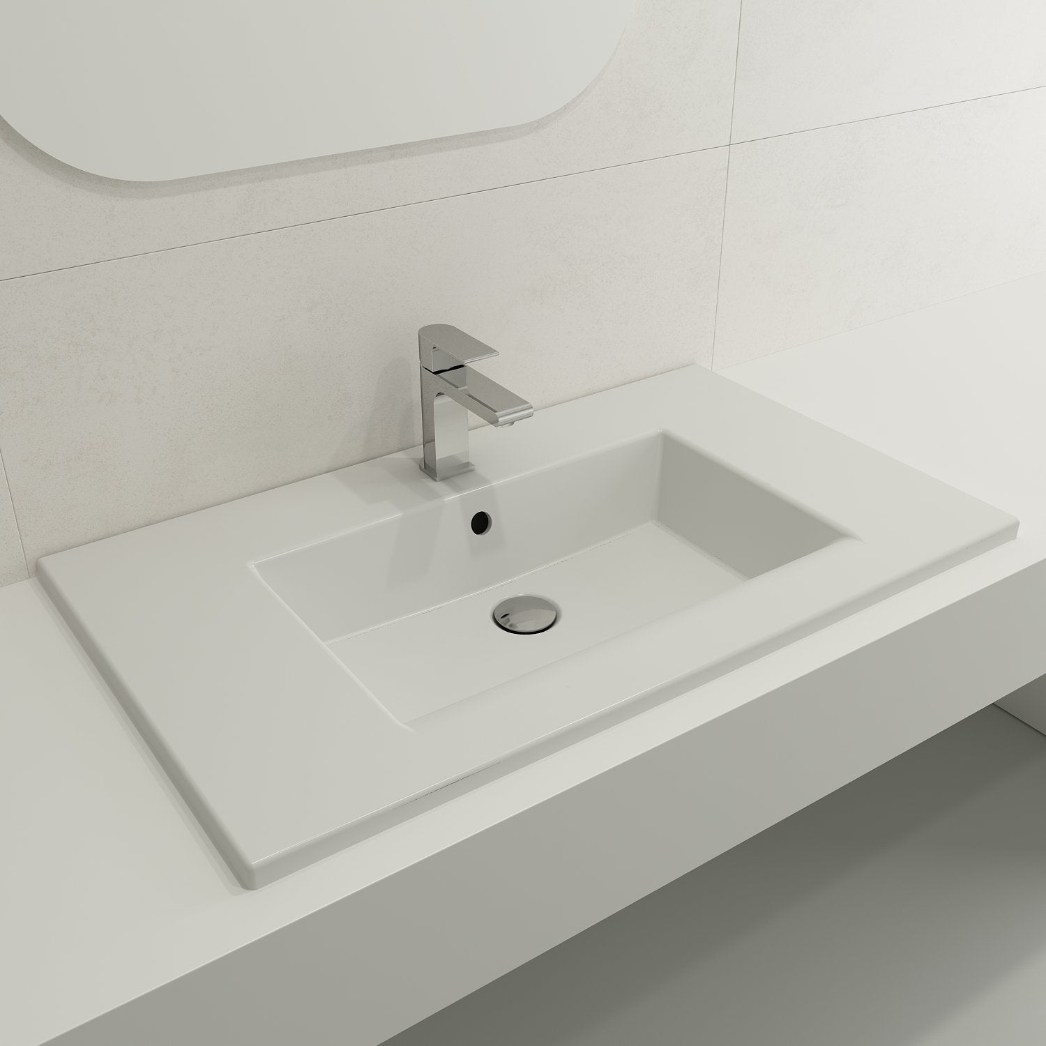 Ravenna Wall-Mounted Sink Fireclay 32.25 in. 1-Hole with Overflow 1113