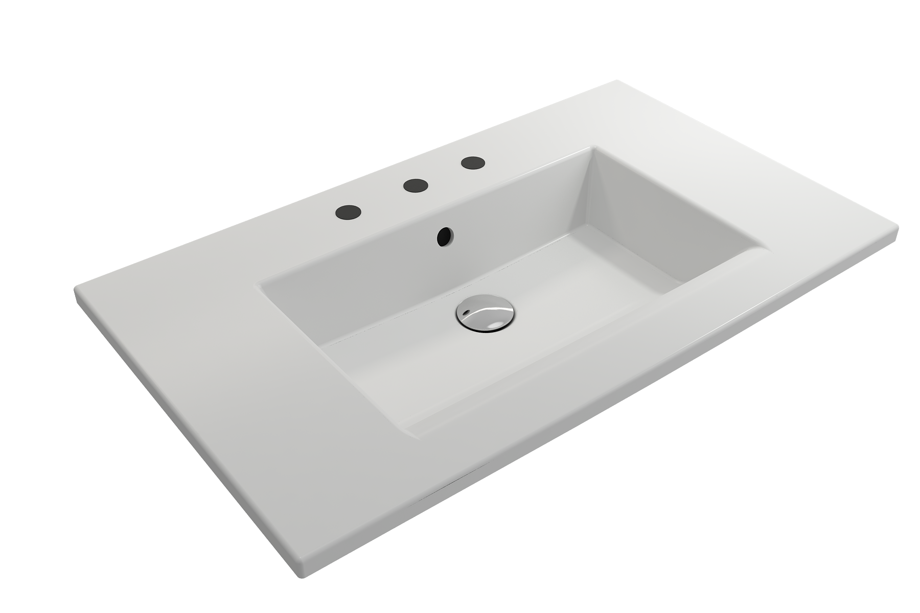 Ravenna Wall-Mounted Sink Fireclay 32.25 in. 3-Hole with Overflow 1113