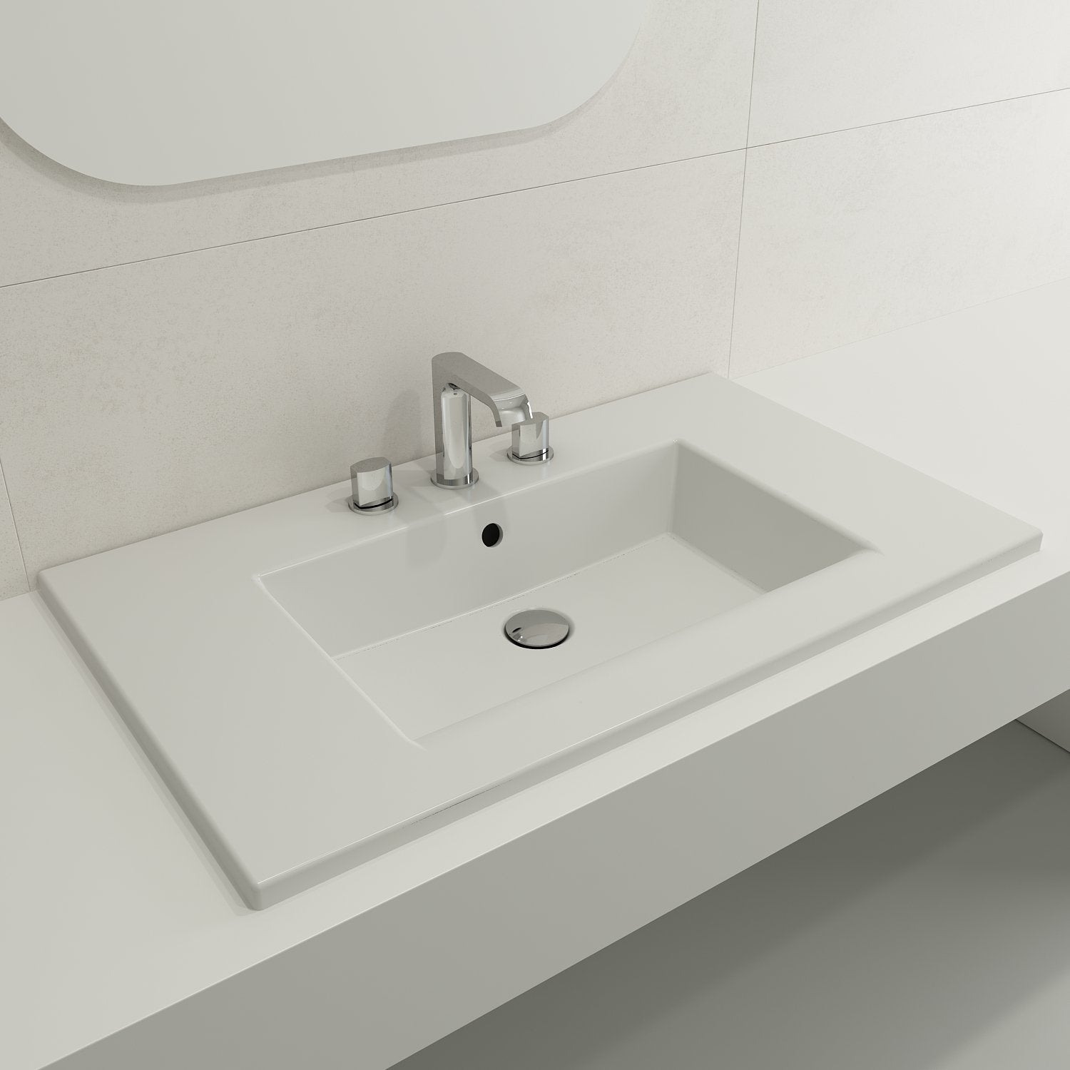 Ravenna Wall-Mounted Sink Fireclay 32.25 in. 3-Hole with Overflow 1113