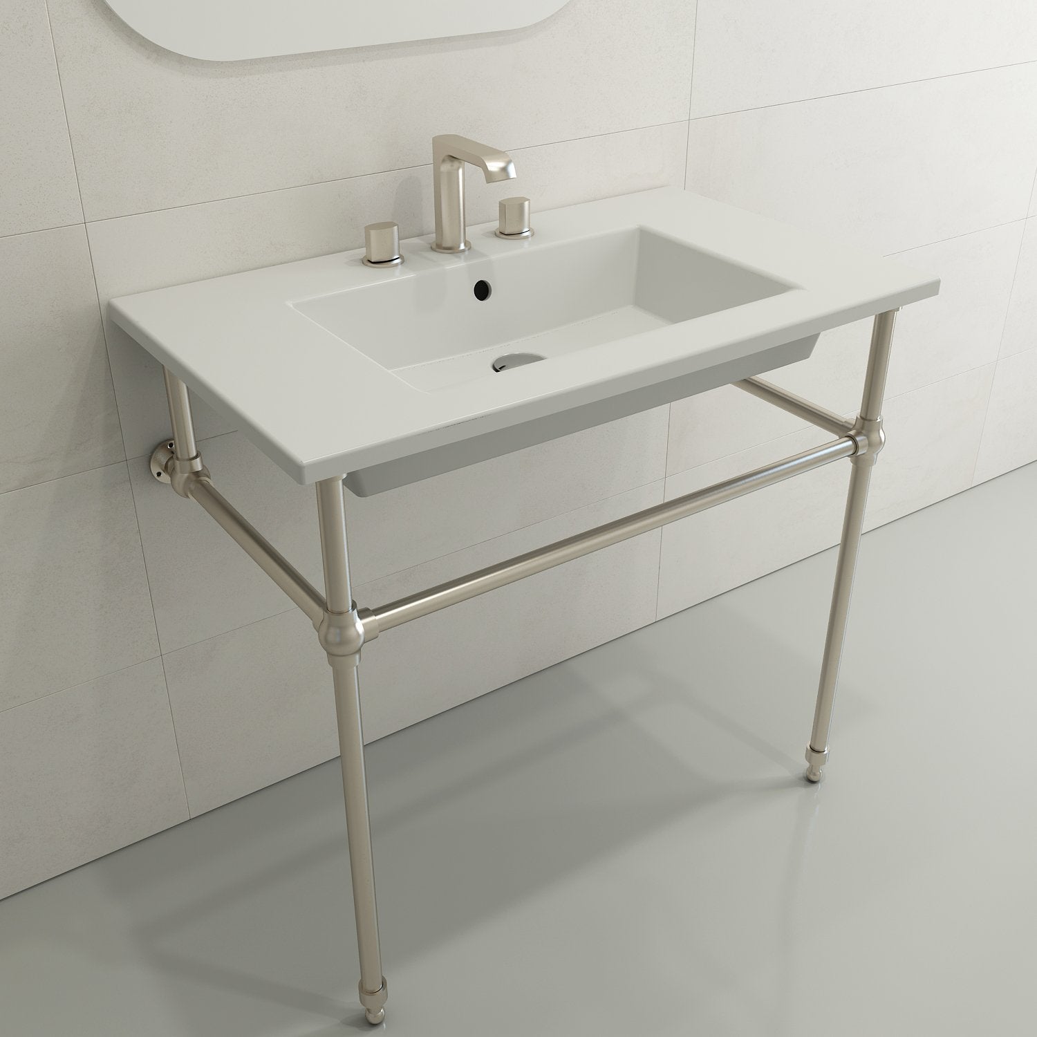 Ravenna Wall-Mounted Sink Fireclay 32.25 in. 3-Hole with Overflow 1113