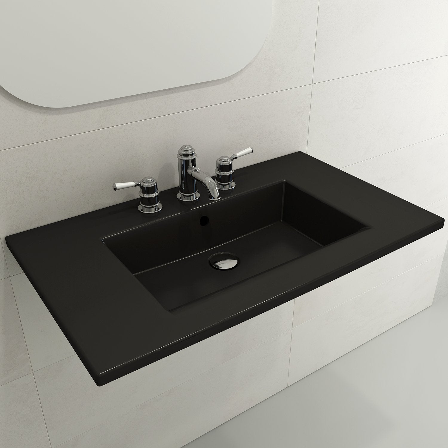 Ravenna Wall-Mounted Sink Fireclay 32.25 in. 1-Hole with Overflow 1113