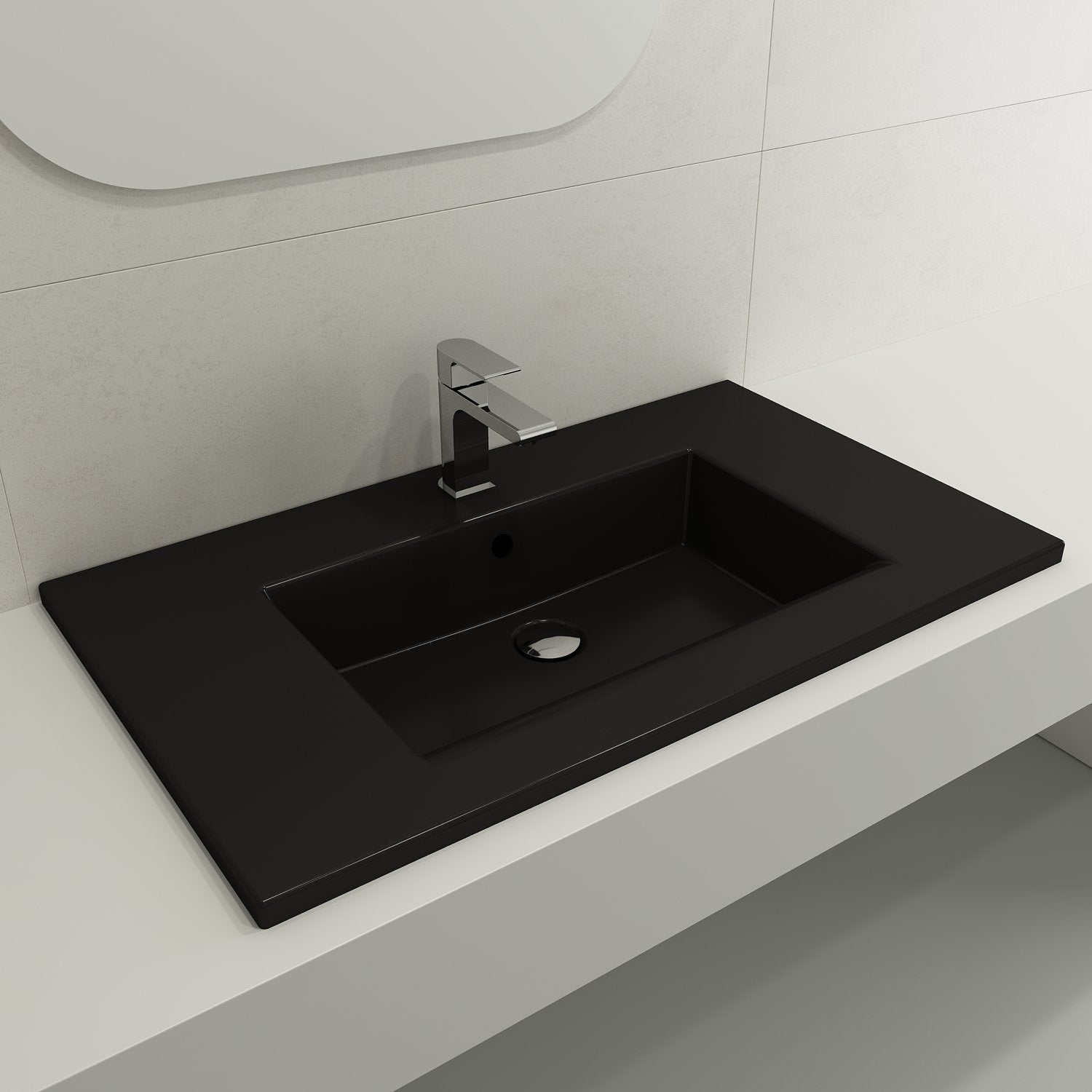 Ravenna Wall-Mounted Sink Fireclay 32.25 in. 1-Hole with Overflow 1113