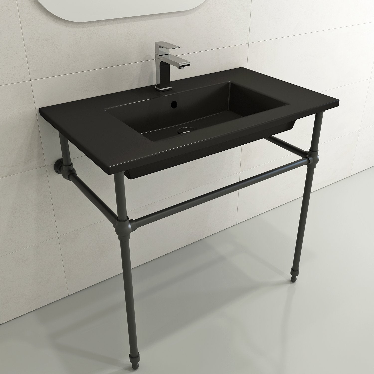 Ravenna Wall-Mounted Sink Fireclay 32.25 in. 1-Hole with Overflow 1113