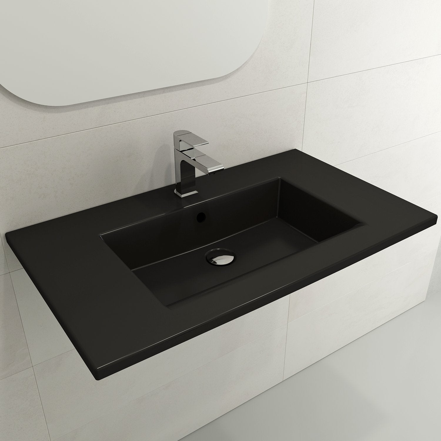 Ravenna Wall-Mounted Sink Fireclay 32.25 in. 3-Hole with Overflow 1113