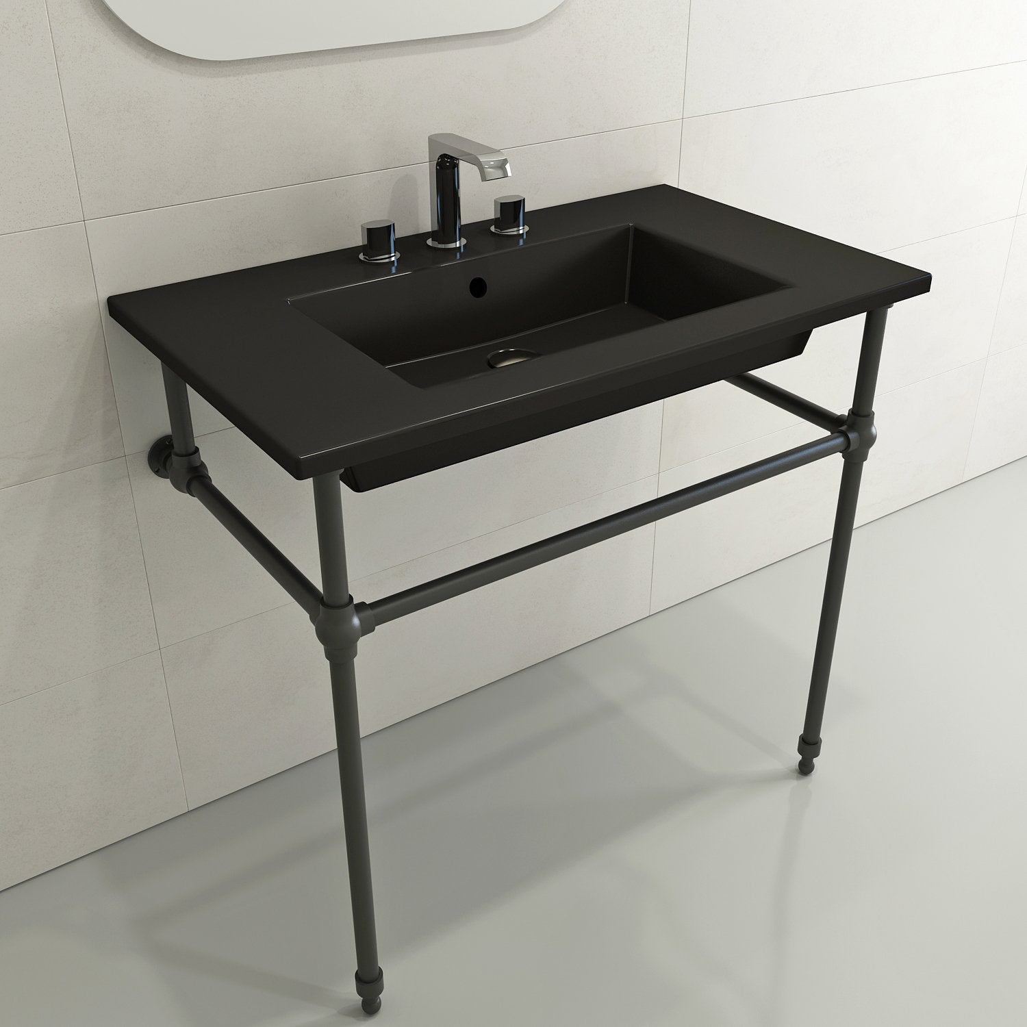 Ravenna Wall-Mounted Sink Fireclay 32.25 in. 3-Hole with Overflow 1113