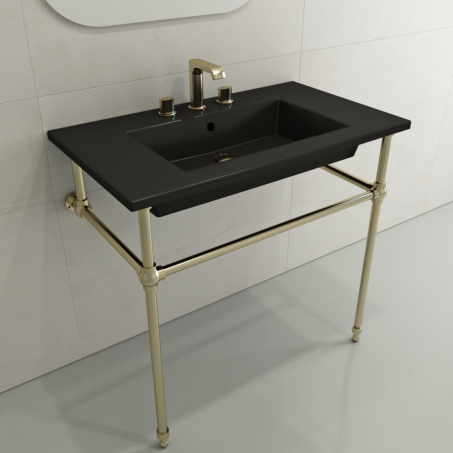 Ravenna Wall-Mounted Sink Fireclay 32.25 in. 3-Hole with Overflow 1113