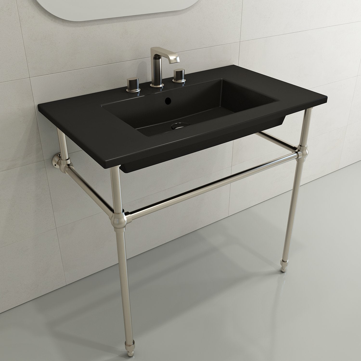 Ravenna Wall-Mounted Sink Fireclay 32.25 in. 3-Hole with Overflow 1113