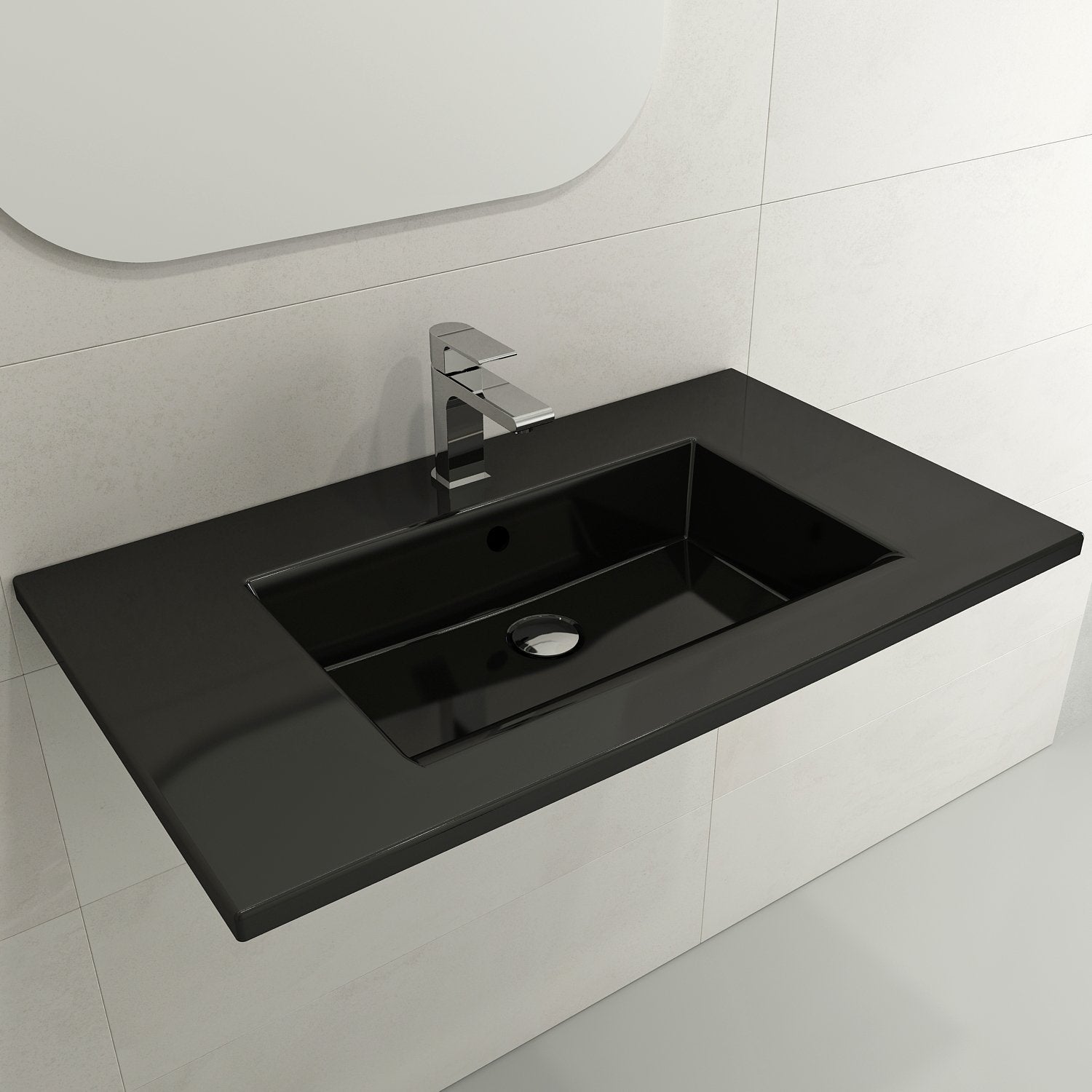 Ravenna Wall-Mounted Sink Fireclay 32.25 in. 3-Hole with Overflow 1113