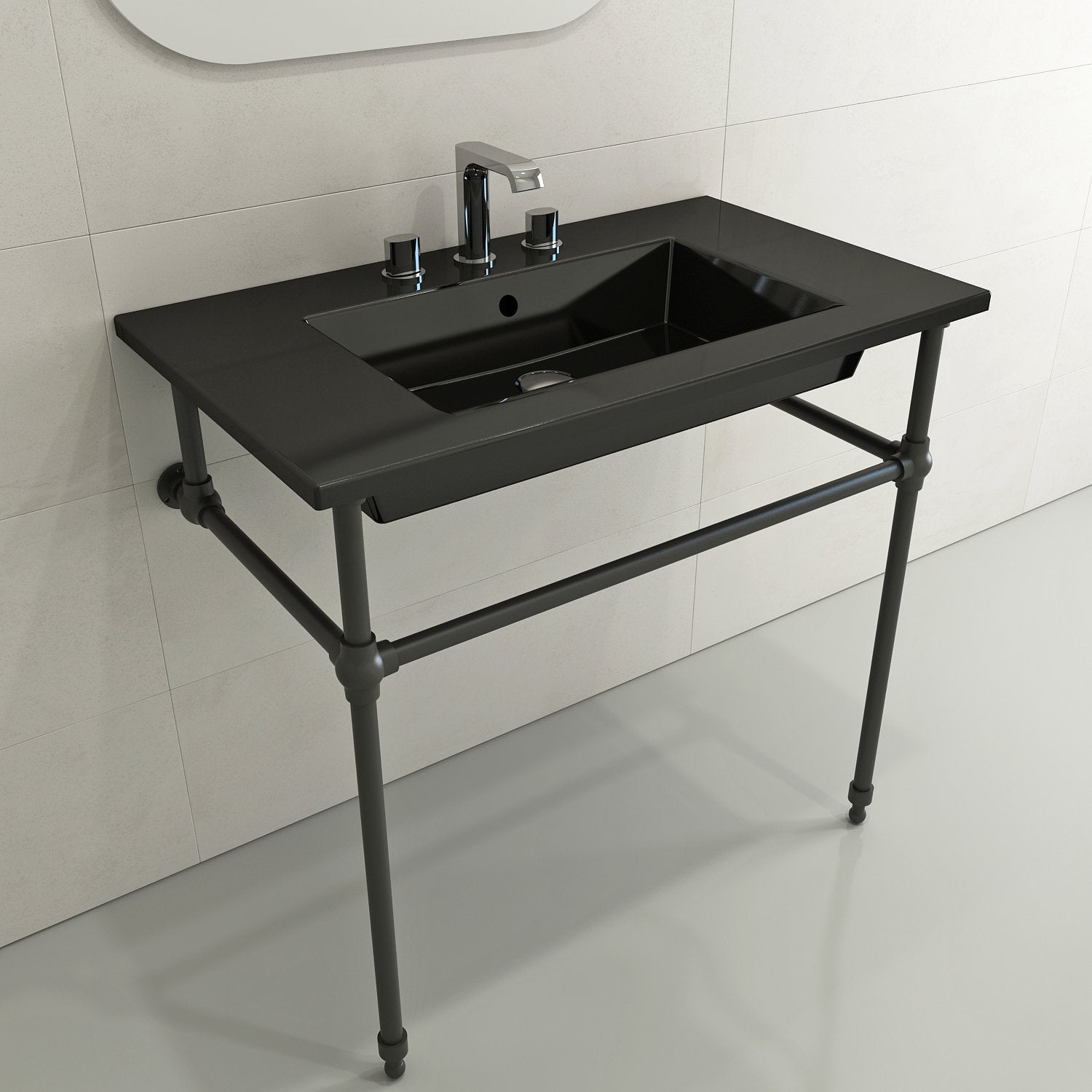 Ravenna Wall-Mounted Sink Fireclay 32.25 in. 3-Hole with Overflow 1113