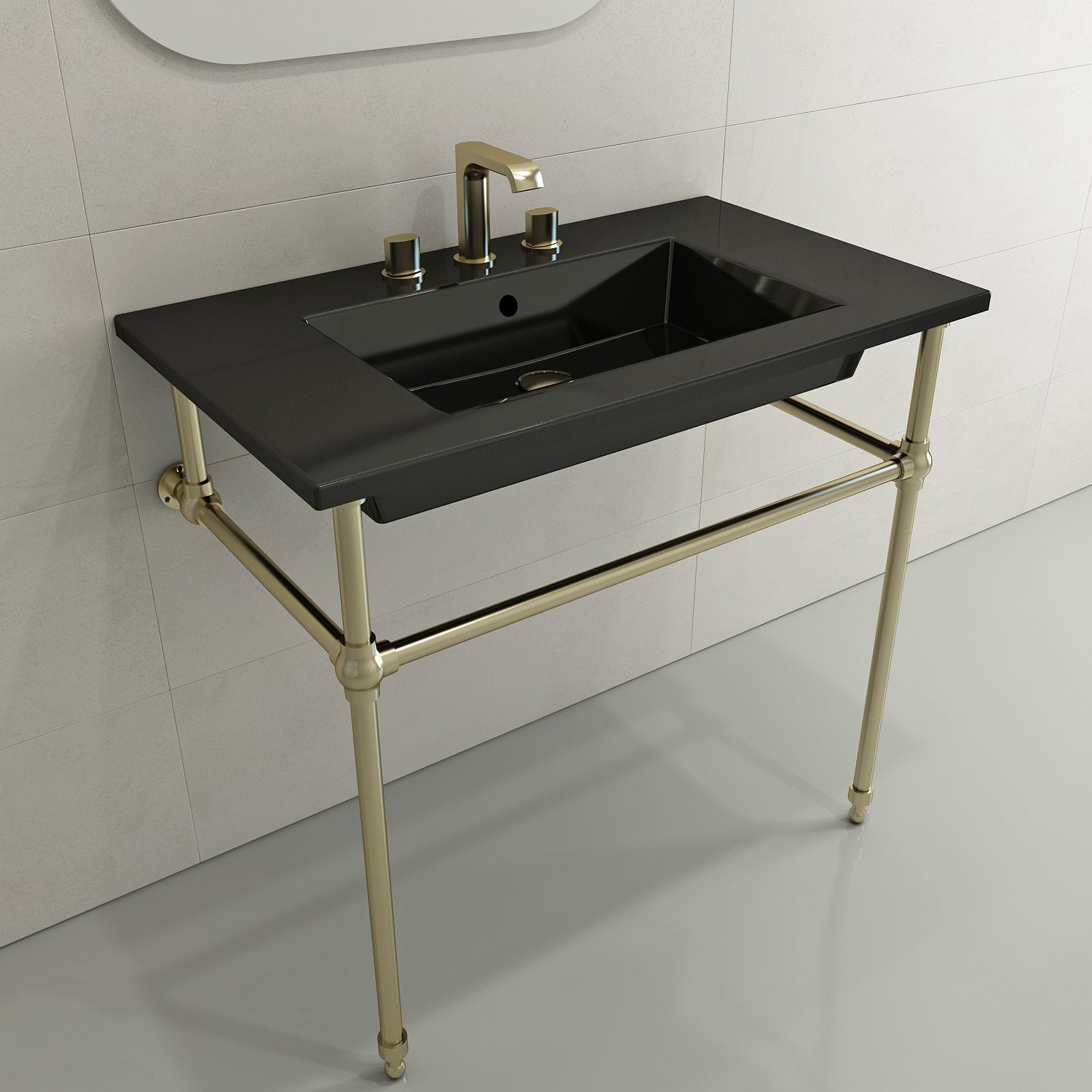 Ravenna Wall-Mounted Sink Fireclay 32.25 in. 3-Hole with Overflow 1113
