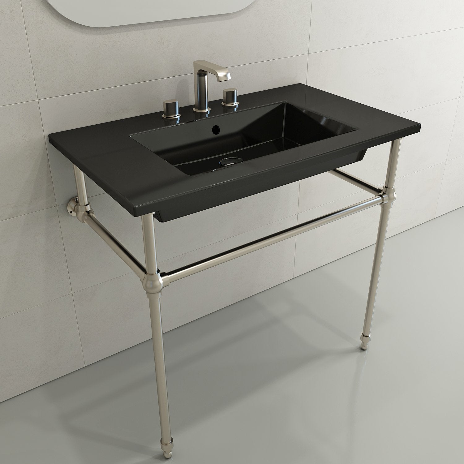 Ravenna Wall-Mounted Sink Fireclay 32.25 in. 3-Hole with Overflow 1113