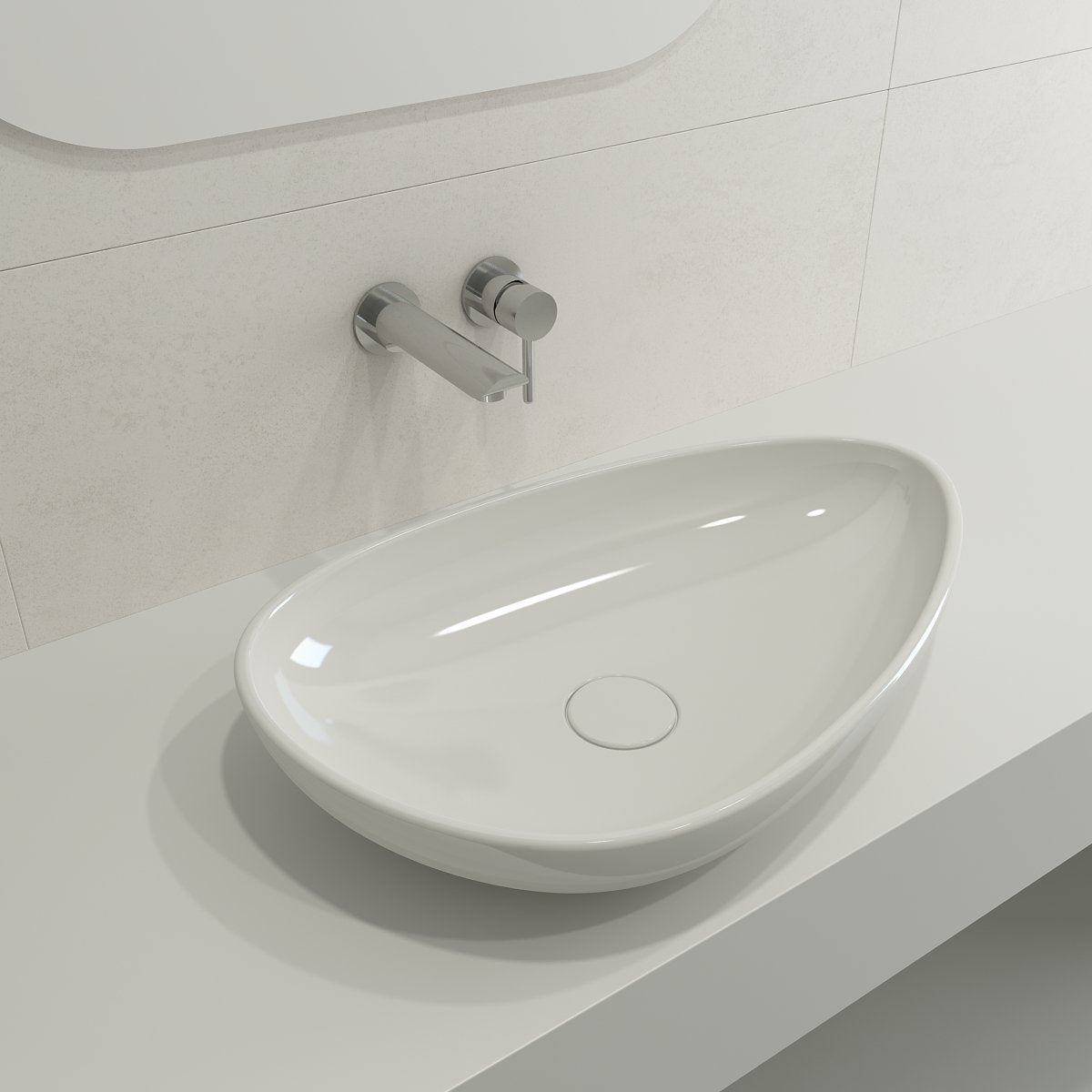 Etna Vessel Fireclay 23.25 in. with Matching Drain Cover 1114
