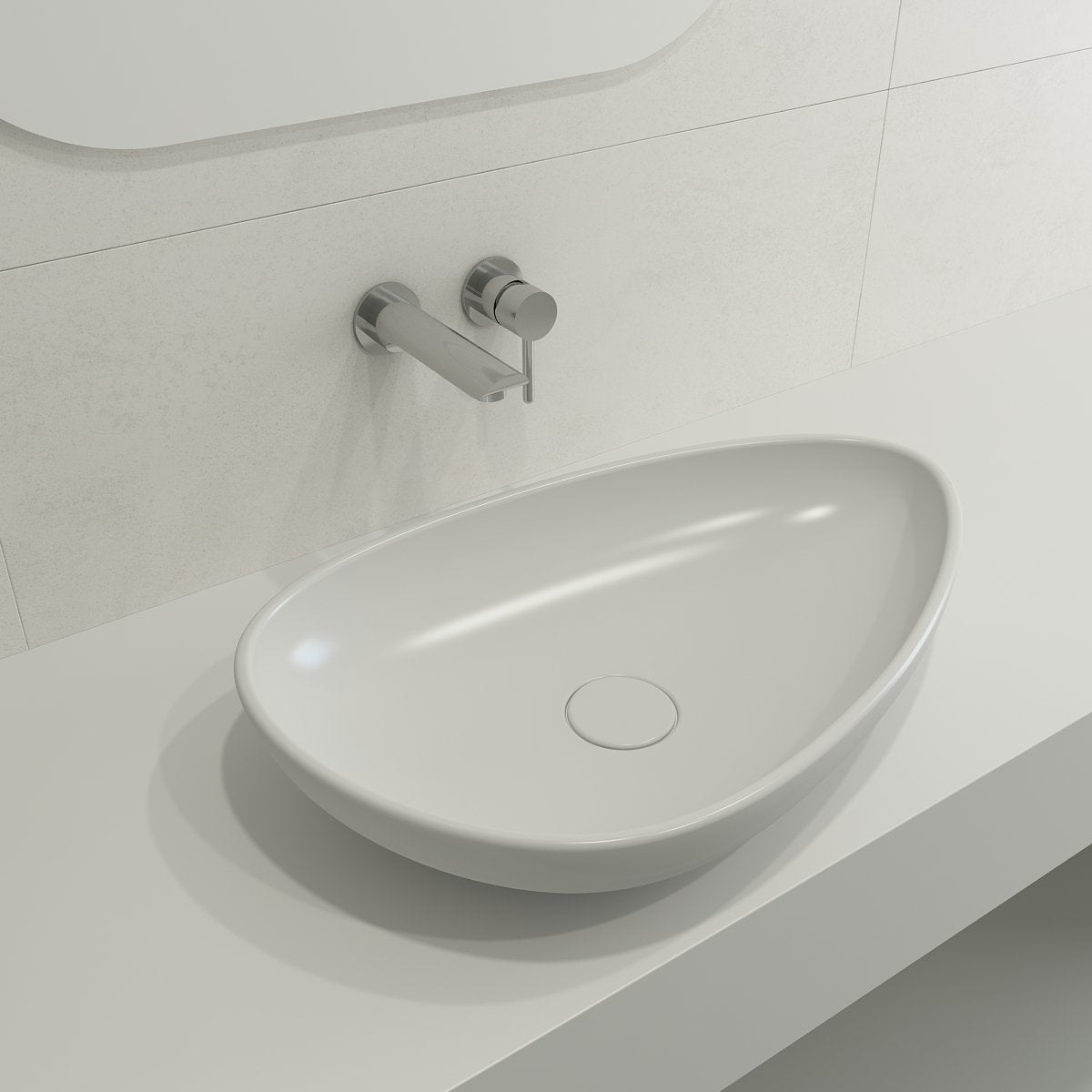 Etna Vessel Fireclay 23.25 in. with Matching Drain Cover 1114
