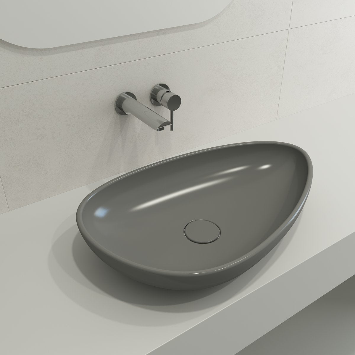 Etna Vessel Fireclay 23.25 in. with Matching Drain Cover 1114