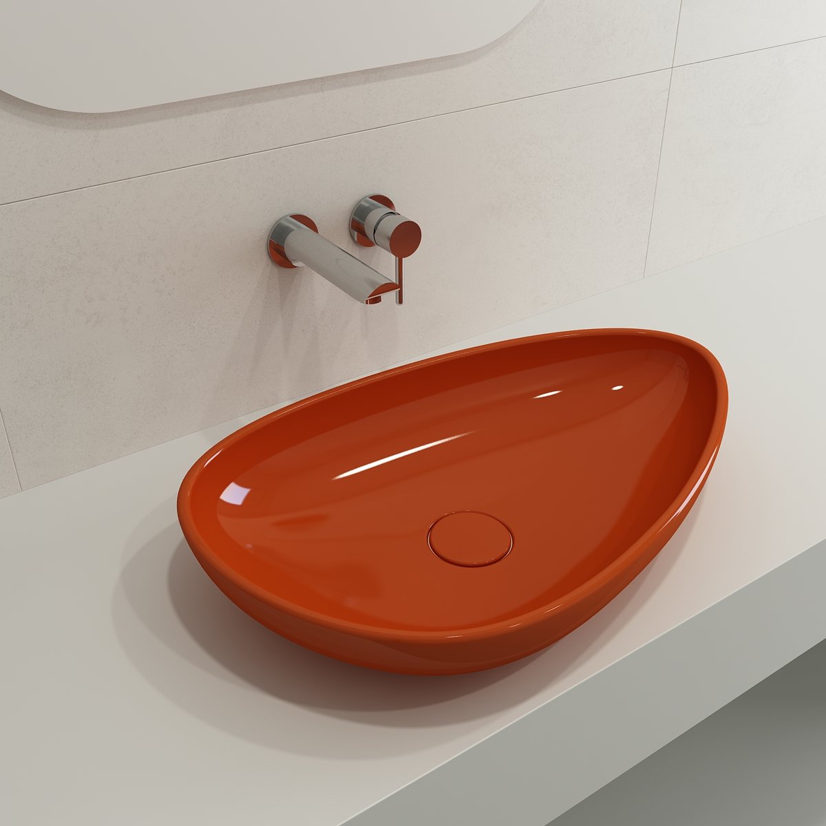 Etna Vessel Fireclay 23.25 in. with Matching Drain Cover 1114