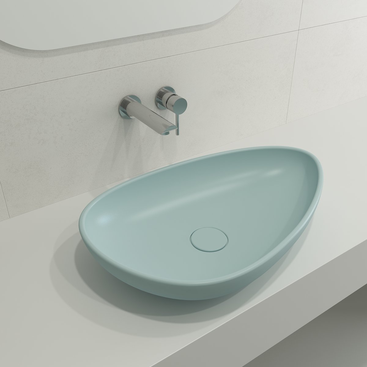 Etna Vessel Fireclay 23.25 in. with Matching Drain Cover 1114