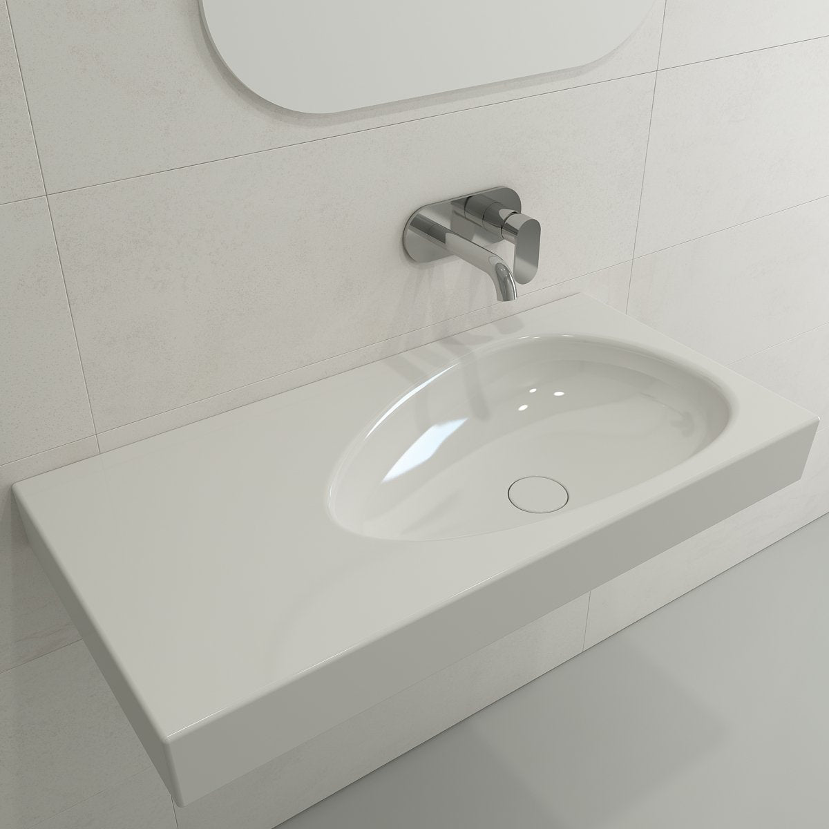 Etna Wall-Mounted Sink Fireclay 35.5 in. with Matching Drain Cover 1115