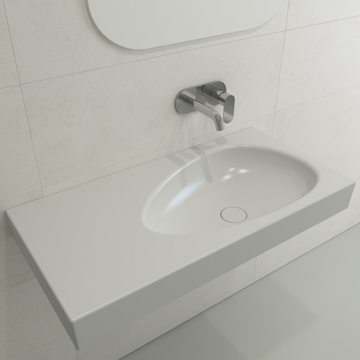 Etna Wall-Mounted Sink Fireclay 35.5 in. with Matching Drain Cover 1115