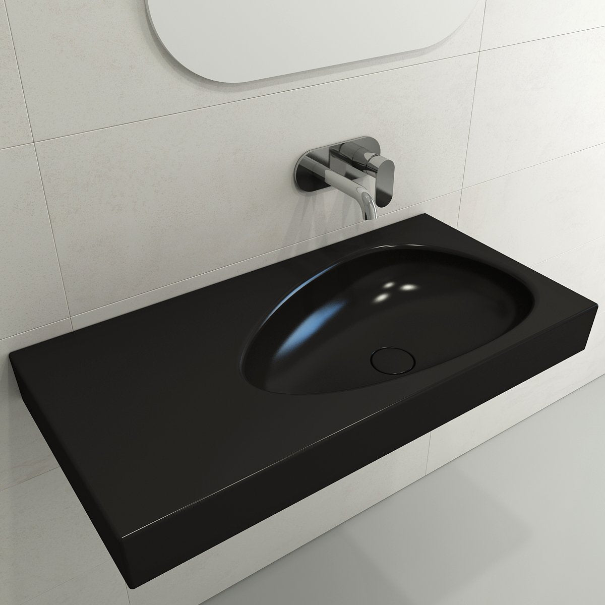 Etna Wall-Mounted Sink Fireclay 35.5 in. with Matching Drain Cover 1115