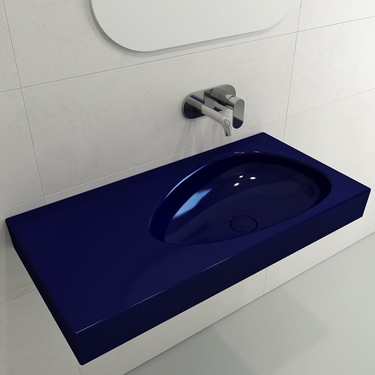 Etna Wall-Mounted Sink Fireclay 35.5 in. with Matching Drain Cover 1115