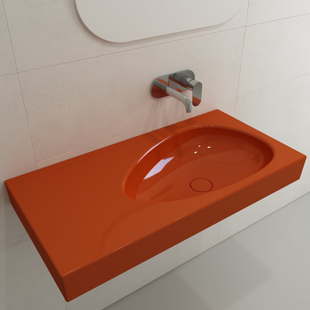 Etna Wall-Mounted Sink Fireclay 35.5 in. with Matching Drain Cover 1115