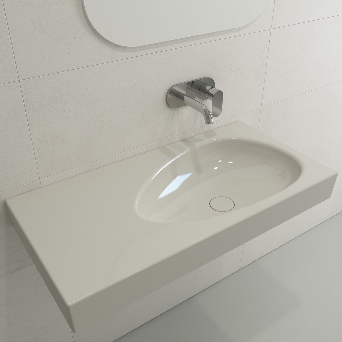 Etna Wall-Mounted Sink Fireclay 35.5 in. with Matching Drain Cover 1115