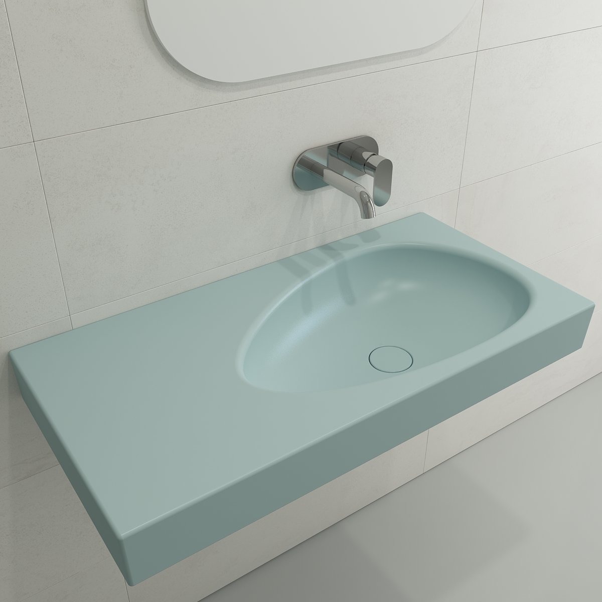 Etna Wall-Mounted Sink Fireclay 35.5 in. with Matching Drain Cover 1115