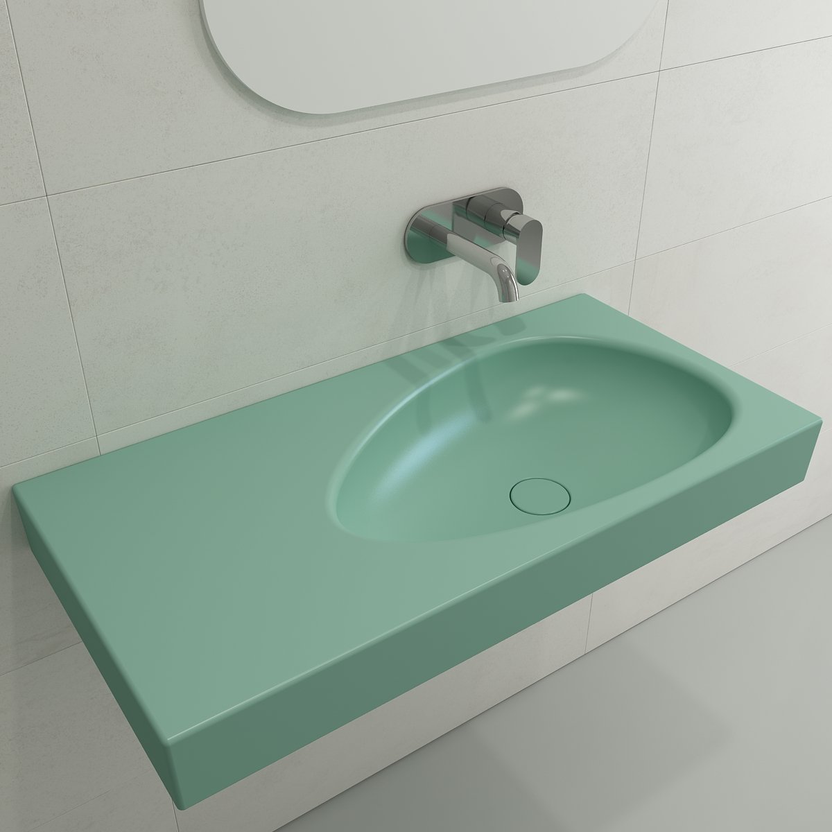 Etna Wall-Mounted Sink Fireclay 35.5 in. with Matching Drain Cover 1115