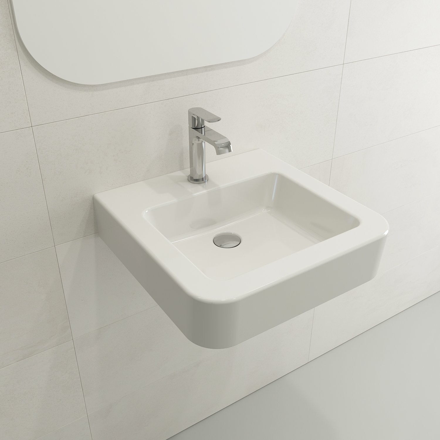 Parma Wall-Mounted Sink Fireclay 19.75 in. 1-Hole with Overflow 1122