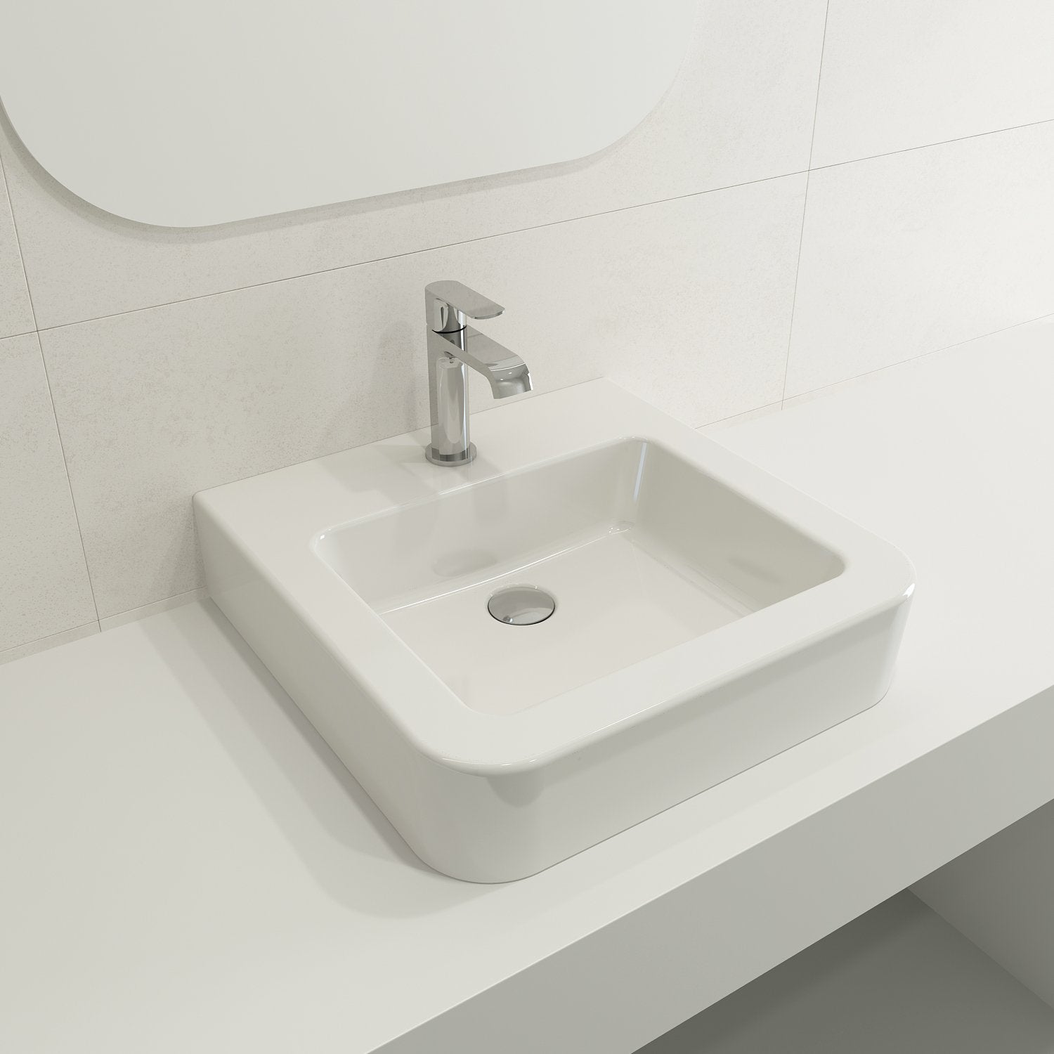 Parma Wall-Mounted Sink Fireclay 19.75 in. 1-Hole with Overflow 1122