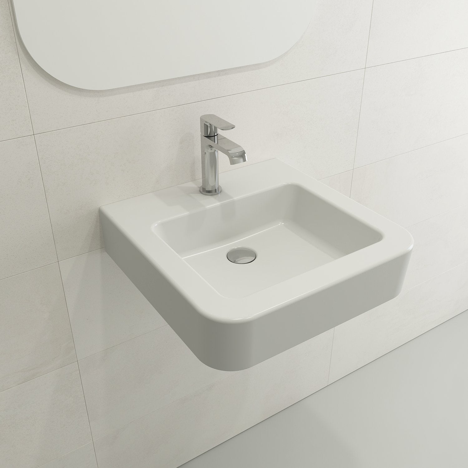 Parma Wall-Mounted Sink Fireclay 19.75 in. 1-Hole with Overflow 1122