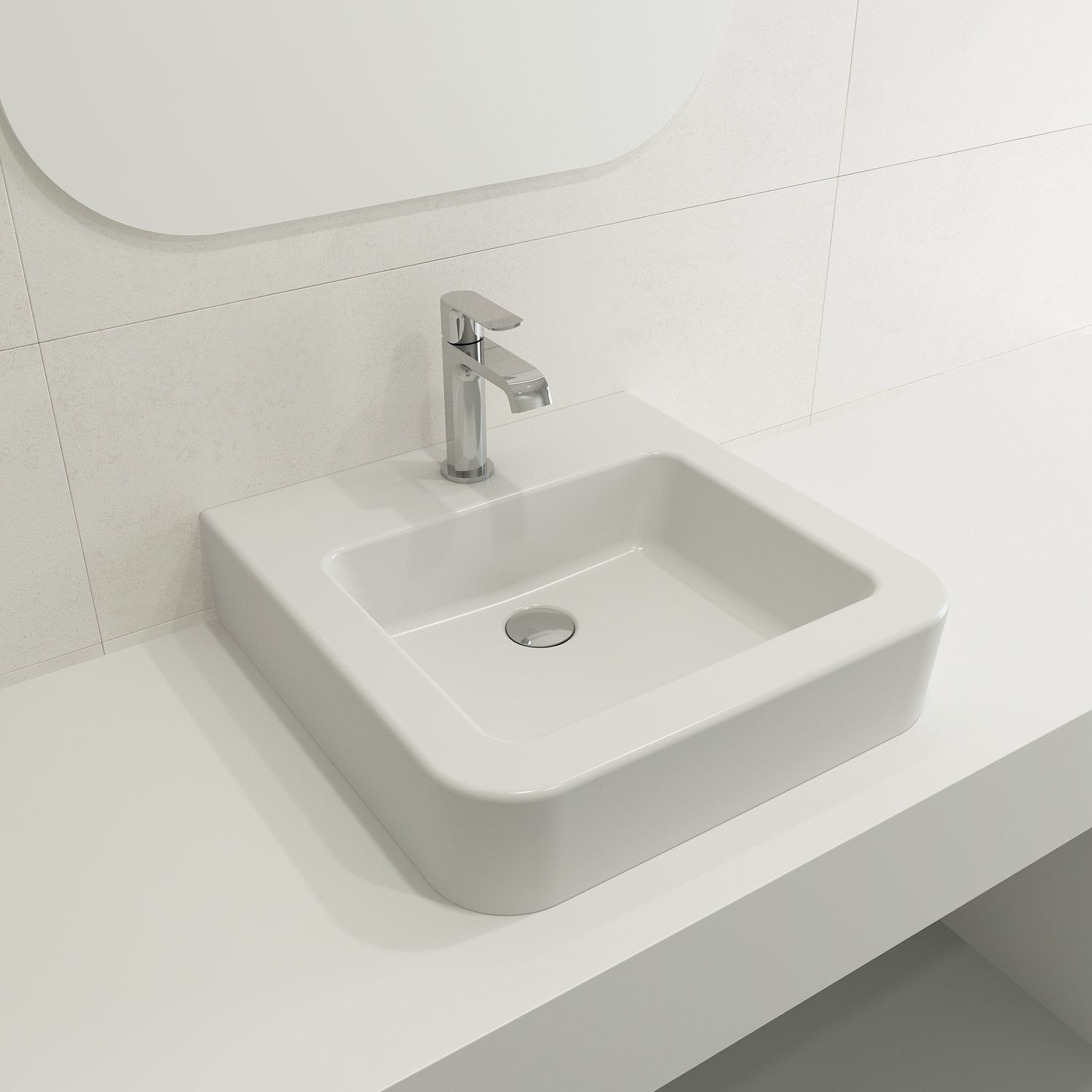 Parma Wall-Mounted Sink Fireclay 19.75 in. 1-Hole with Overflow 1122