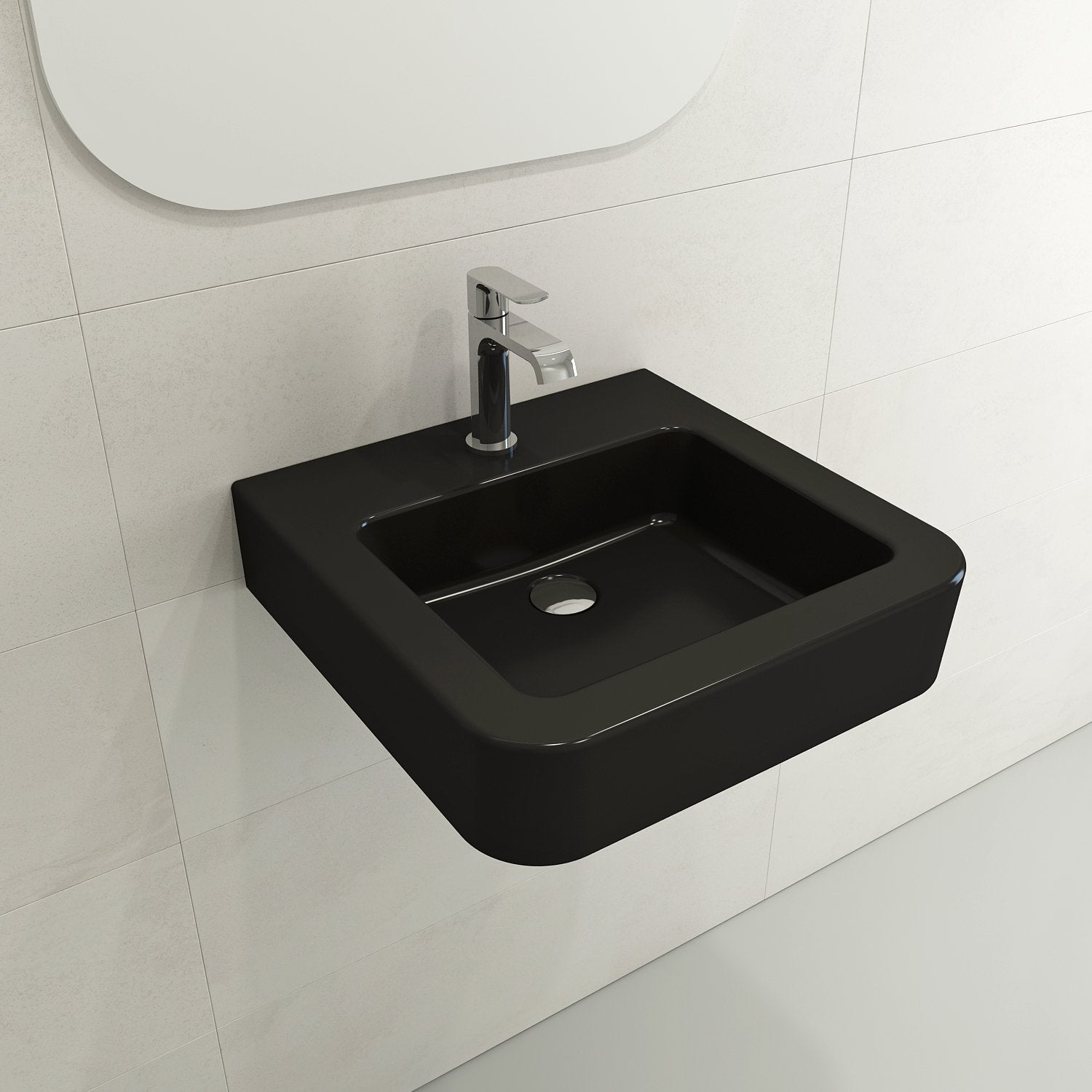Parma Wall-Mounted Sink Fireclay 19.75 in. 1-Hole with Overflow 1122