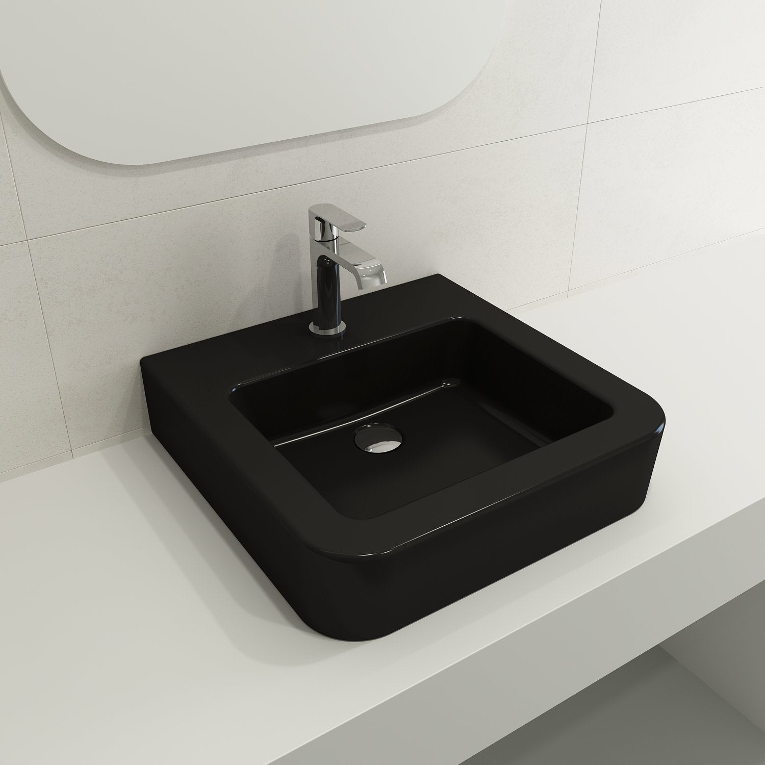 Parma Wall-Mounted Sink Fireclay 19.75 in. 1-Hole with Overflow 1122