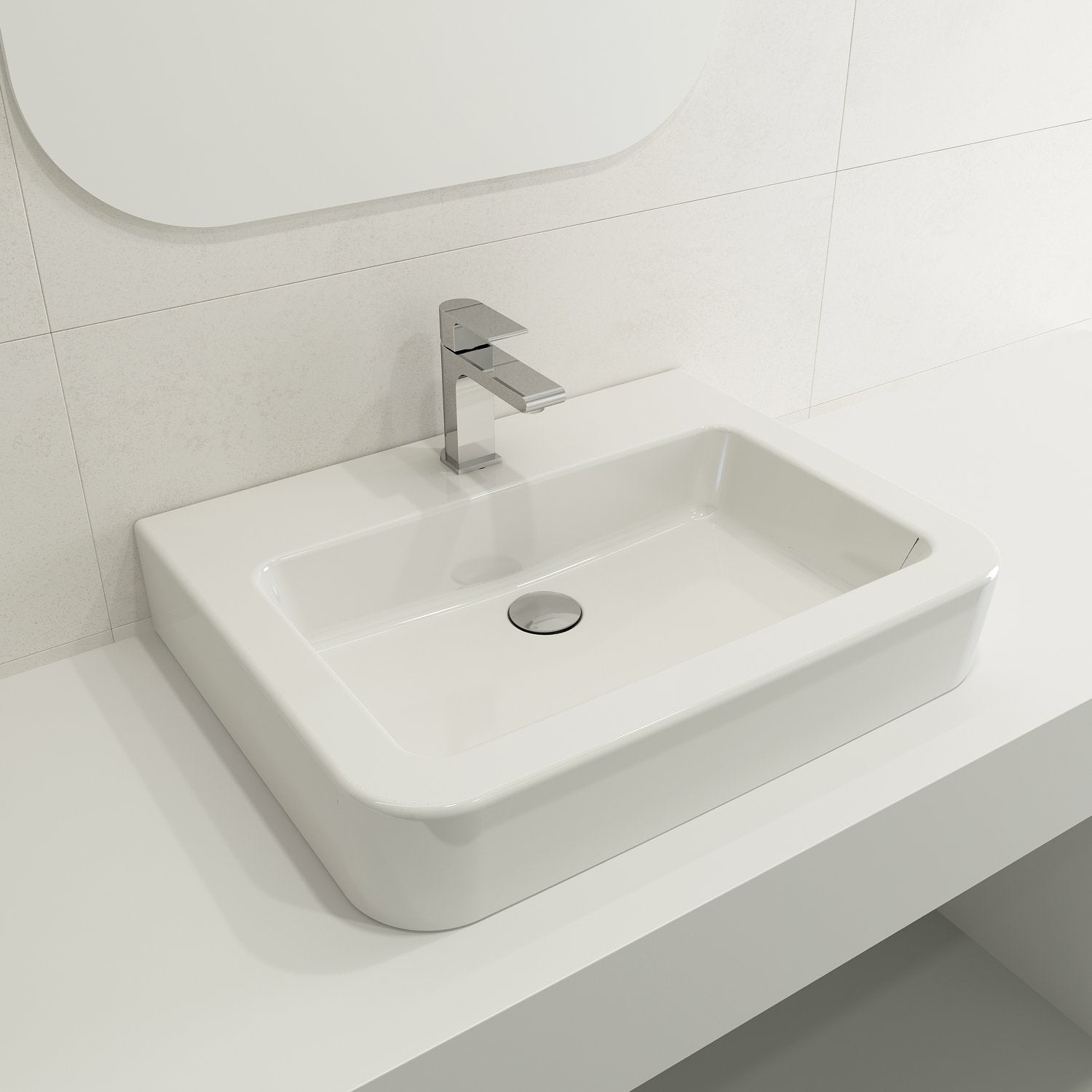Parma Wall-Mounted Sink Fireclay 25.5 in. 1-Hole with Overflow 1123