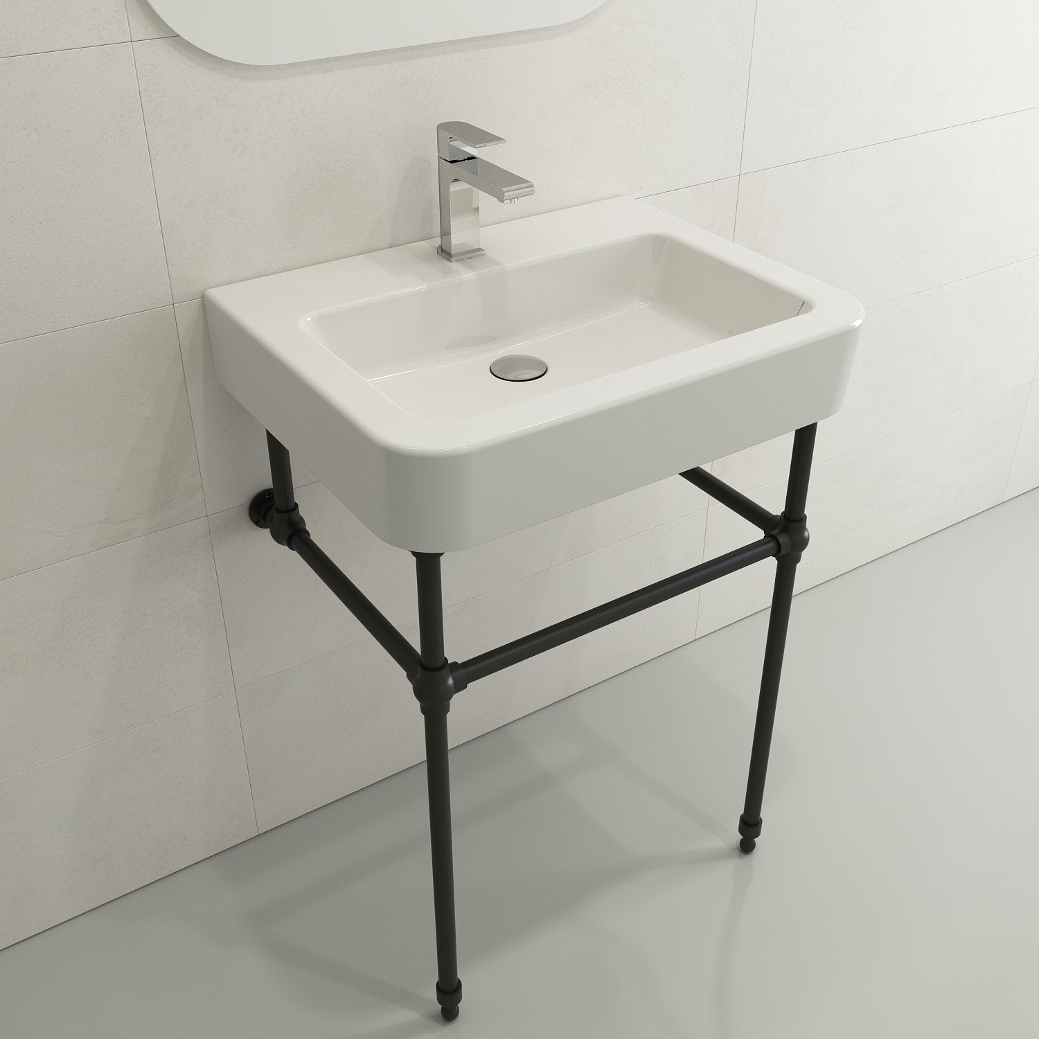 Parma Wall-Mounted Sink Fireclay 25.5 in. 1-Hole with Overflow 1123