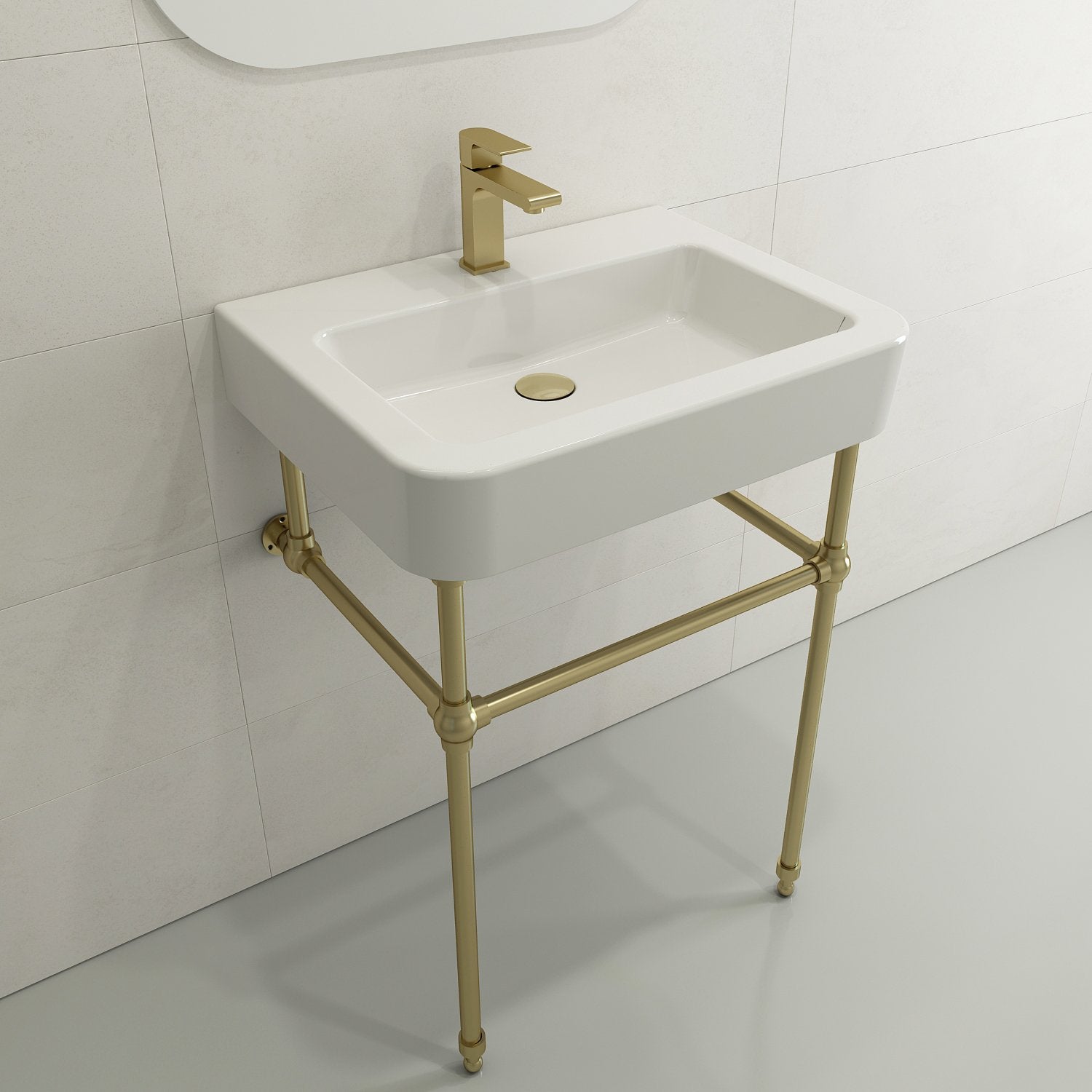 Parma Wall-Mounted Sink Fireclay 25.5 in. 1-Hole with Overflow 1123