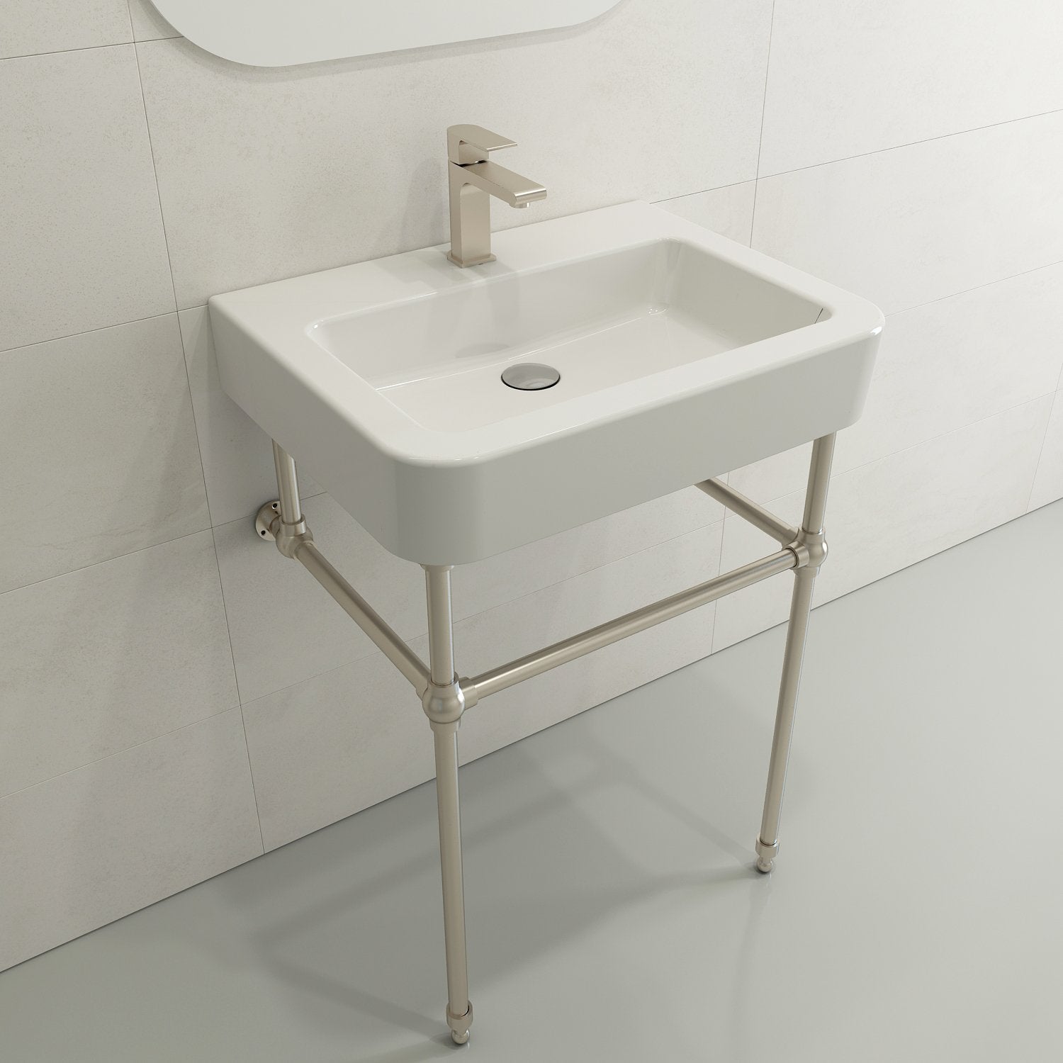 Parma Wall-Mounted Sink Fireclay 25.5 in. 1-Hole with Overflow 1123