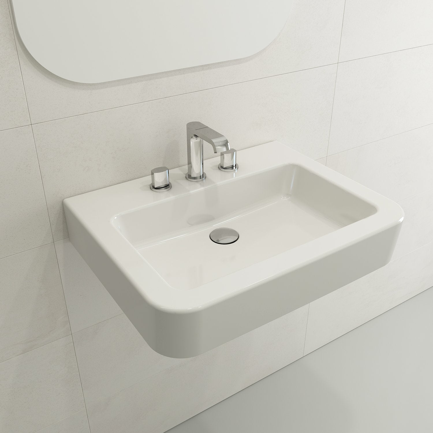 Parma Wall-Mounted Sink Fireclay 25.5 in. 3-Hole with Overflow 1123