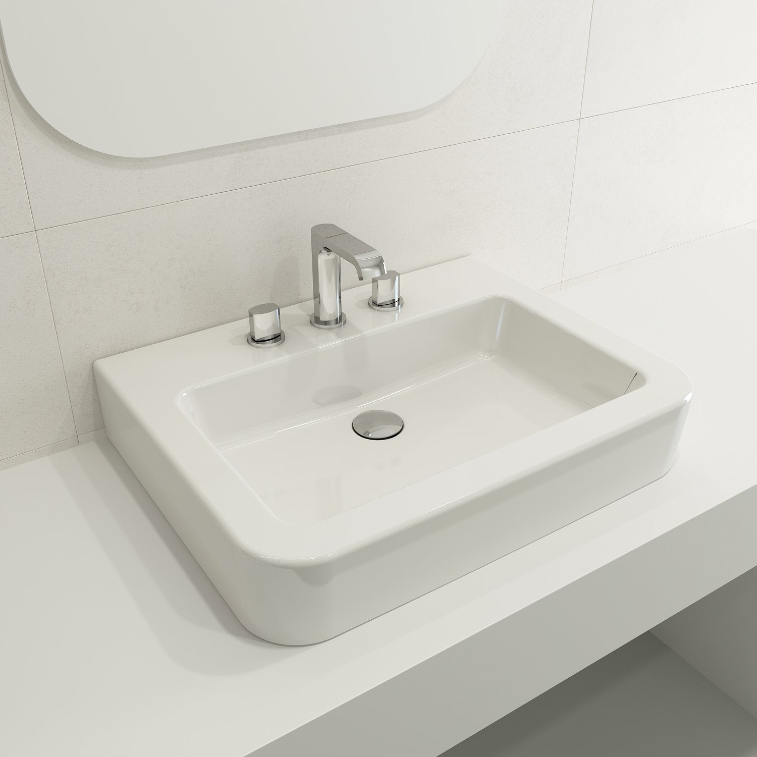 Parma Wall-Mounted Sink Fireclay 25.5 in. 3-Hole with Overflow 1123