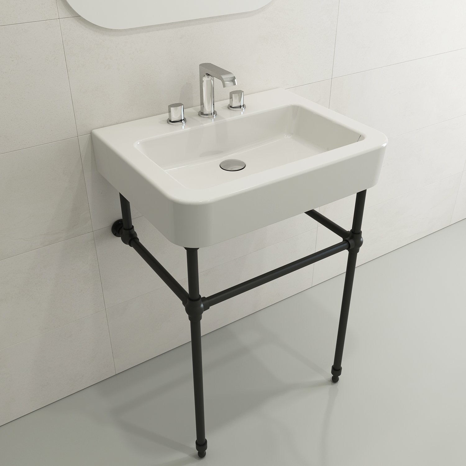 Parma Wall-Mounted Sink Fireclay 25.5 in. 3-Hole with Overflow 1123
