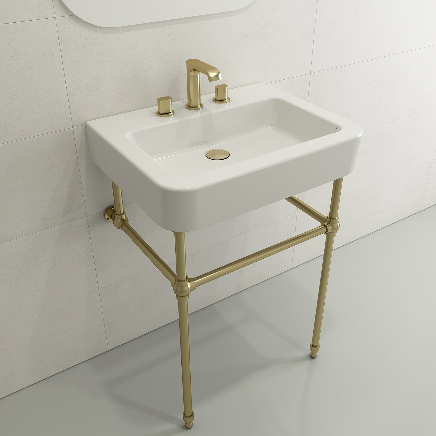 Parma Wall-Mounted Sink Fireclay 25.5 in. 3-Hole with Overflow 1123